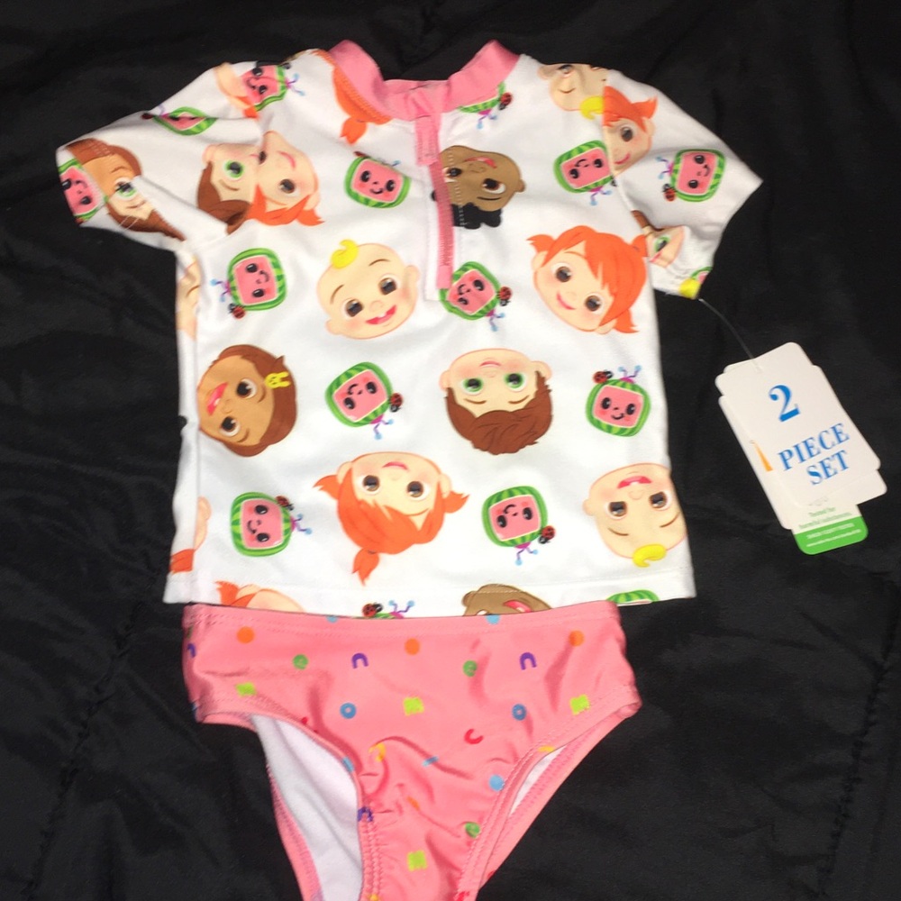 🤑 Cocomelon Pink Kids' Swim shirt and bottom with Colorful Print